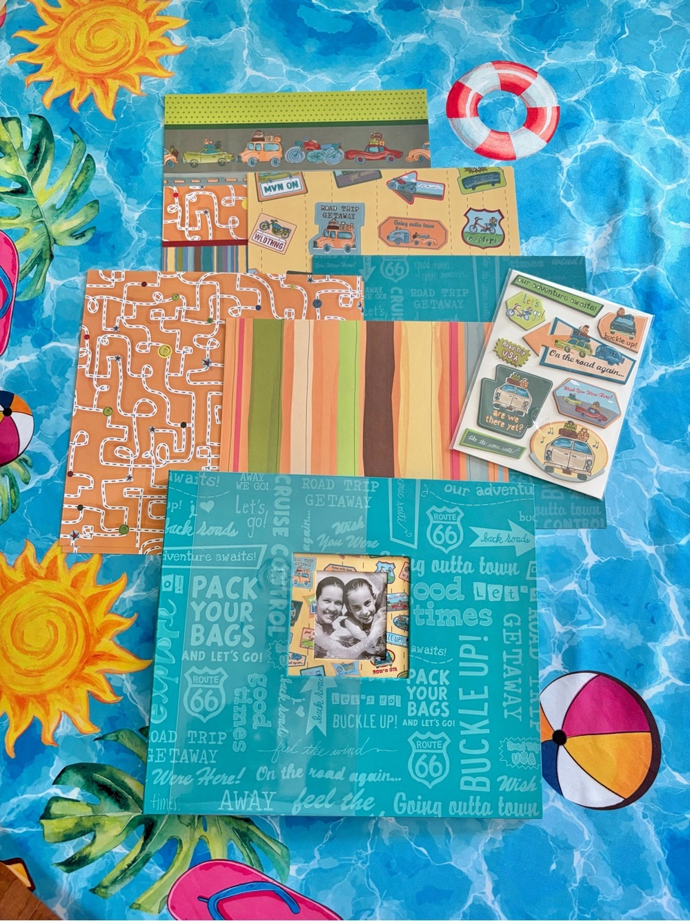 K&Company Travel Roadtrip Scrapbook Album & Paper, 8.5” x 8.5,” plus papers
